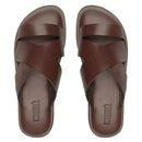 SANDÁLIA MASCULINA CASUAL EM COURO MARROM - CONHAQUE